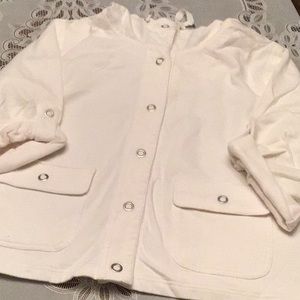 Amazing White Roll Sleeve Casual Jacket